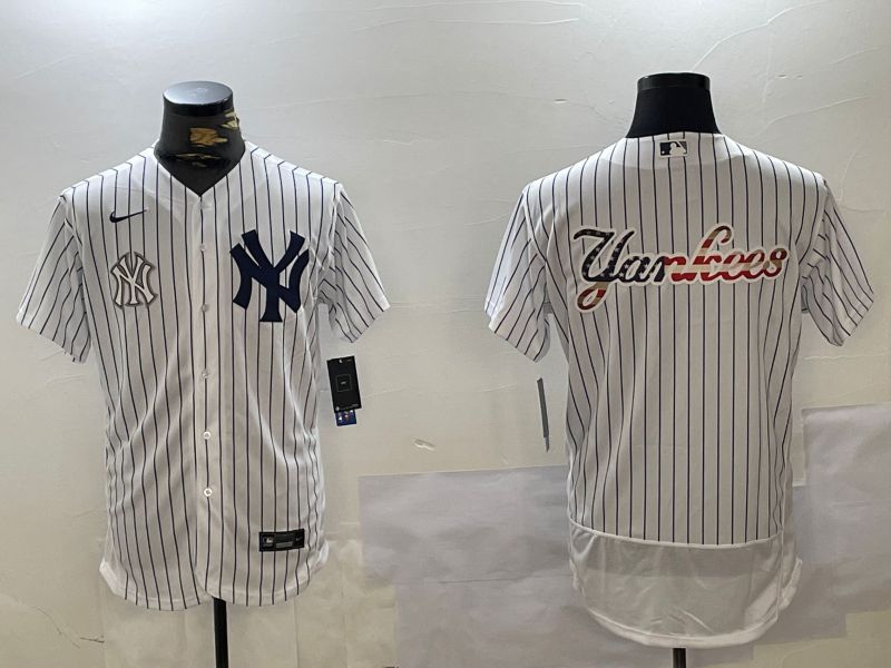 Men New York Yankees Blank White stripe Elite 2024 Nike MLB Jersey style 10165